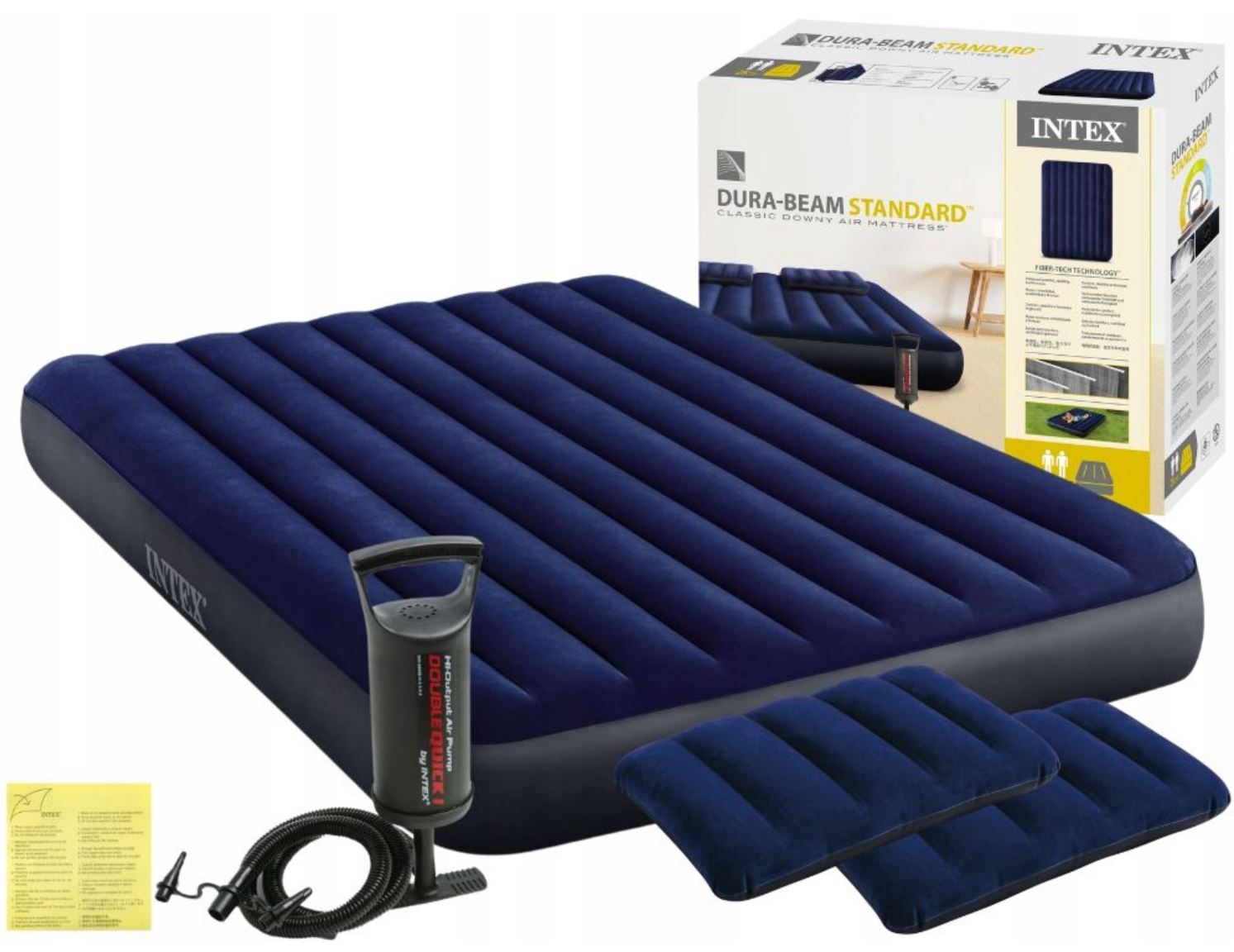 Надувний матрац 203 x 152 x 25 см з насосом і подушками CLASSIC DOWNY